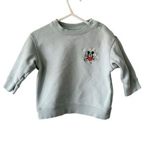 Uniqlo Disney Kids Light Green Sweatshirt with Mickey Mouse 12/18 months